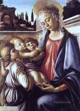 サンドロ・ボッティチェッリ Painting - 聖母子と二人の天使 サンドロ・ボッティチェリ